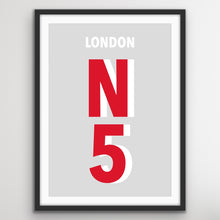 Load image into Gallery viewer, London N5 Postcode Print