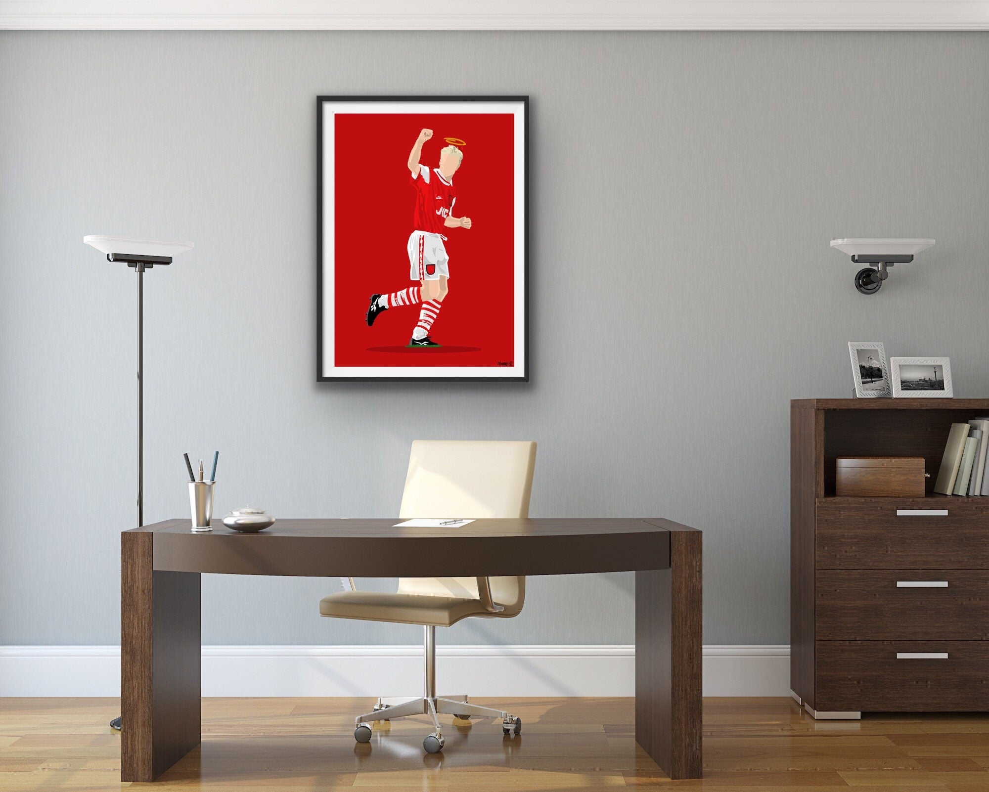 Impression photo for Sale avec l'œuvre « Dennis Bergkamp Art » de l'artiste FootballArcade